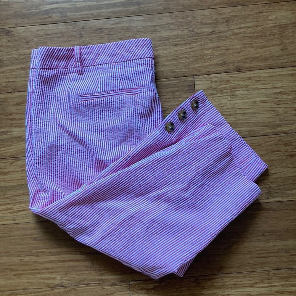 Talbots Red & White Seersucker “The Perfect Skimmer” Capris, Size 14P